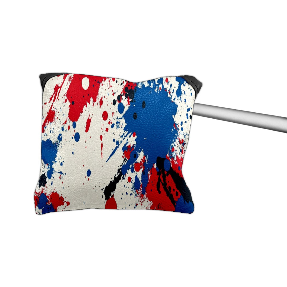 Golf Mallet Putter Cover Premium Leather Waterproof Golf Putter Head Cover with Magnetic Closure Red Blue Paint Splash