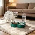 thumbnail image 1 of Comedero y bebedero para perros y gatos, doble cuenco antideslizante de acero inoxidable, cuencos desmontables para comida seca y húmeda, bandeja fácil de limpiar para alimentar a tu mascota, 1 of 6