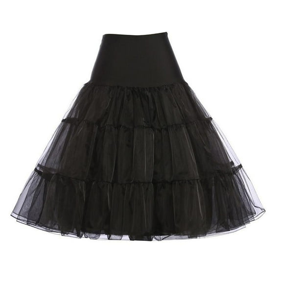 HOMEMAXS Women's 50s Petticoat Underskirt Tutu Crinoline Skirts Ballerina Skirt Dress Size (Black)