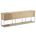 thumbnail image 3 of Raffle Pinker Metal Storage Cabinets with 3 Doors and Shelves Freestanding Lockers Accent Cabinet for Living Room,Brown, 3 of 7