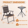thumbnail image 2 of JMYMRY 3-Piece Folding Patio Bistro Set, All Weather Waterproof Rustproof Outdoor Table and Chairs, Space Saving Foldable Patio Furniture for Balcony Deck Yard Garden, Classic Grey, 2 of 8