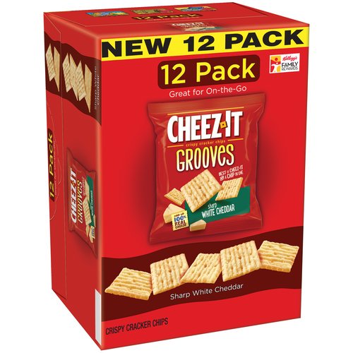 Kellogg's CheezIt Grooves Sharp White Cheddar Cracker Chips, 1 Oz., 12