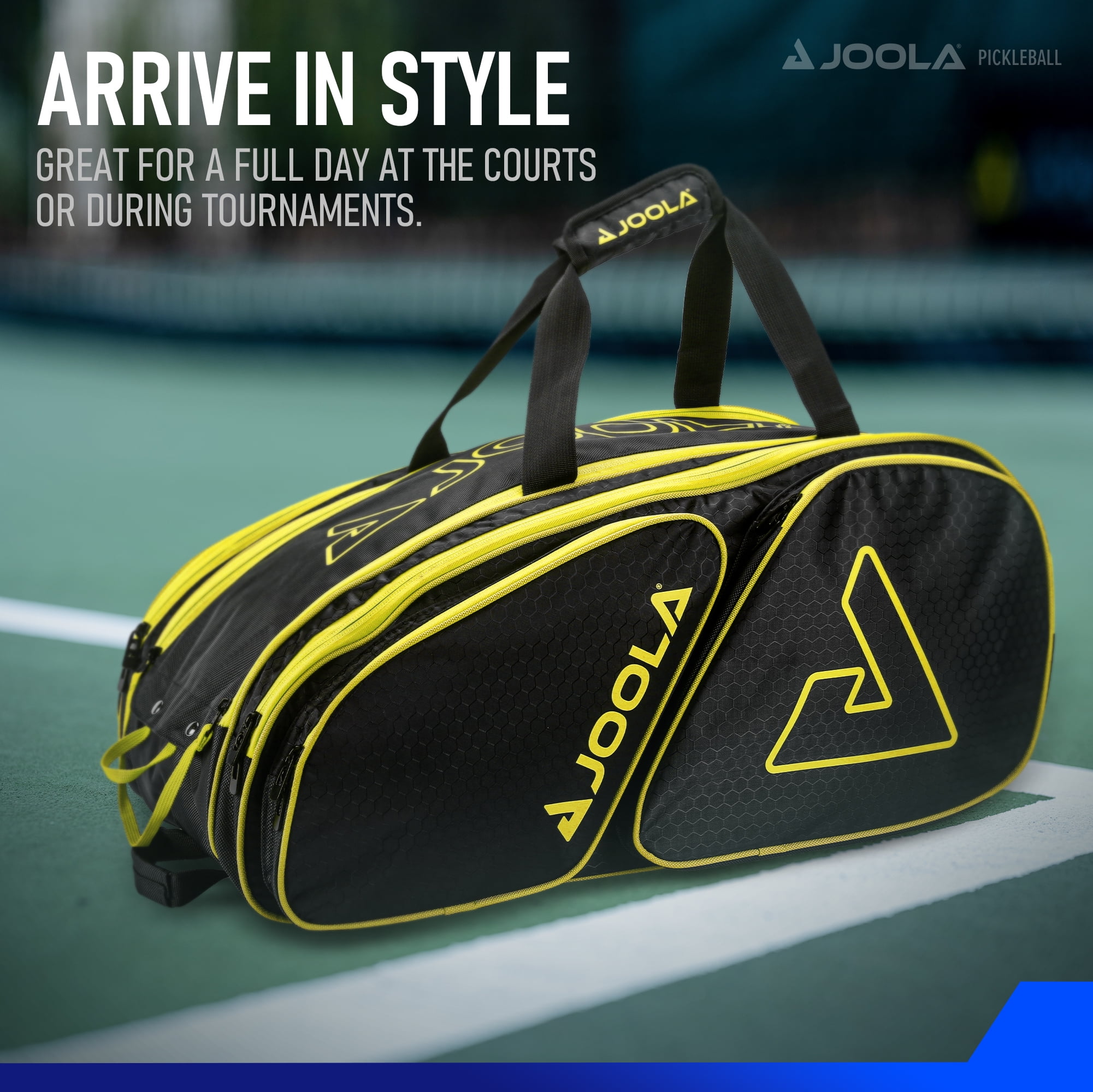 JOOLA Tour Elite Pro Pickleball Bag, Black/Yellow