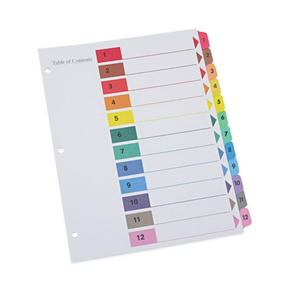 Universal UNV24806 11 in. x 8.5 in. 12-Tab Deluxe Table of Contents Dividers for Printers - White (6/Pack)