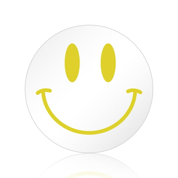 Espejo amarillo de 12 pulgadas con cara sonriente, decoración de espejo estético para niñas adolescentes, espejo acrílico, azulejo, espejo redondo, pared circular