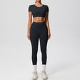 thumbnail image 5 of ZHISHINE Women Workout Sets 5 Pieces Short Sleeve Yoga Outfits Gym Clothes Seamless Ribbed Crop Top High Waist Leggings Black XL, 5 of 5