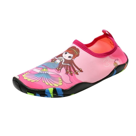 

cngelg Kids Toddler Boys Girls Cartoon Outdoors Water Shoes Barefoot Quick-Dry Aqua Socks Non-Slip Rubber Sole Snorkeling Shoes 3-8Y Big Kid Shoes T Strap Sneakers 8t Shoes Girls