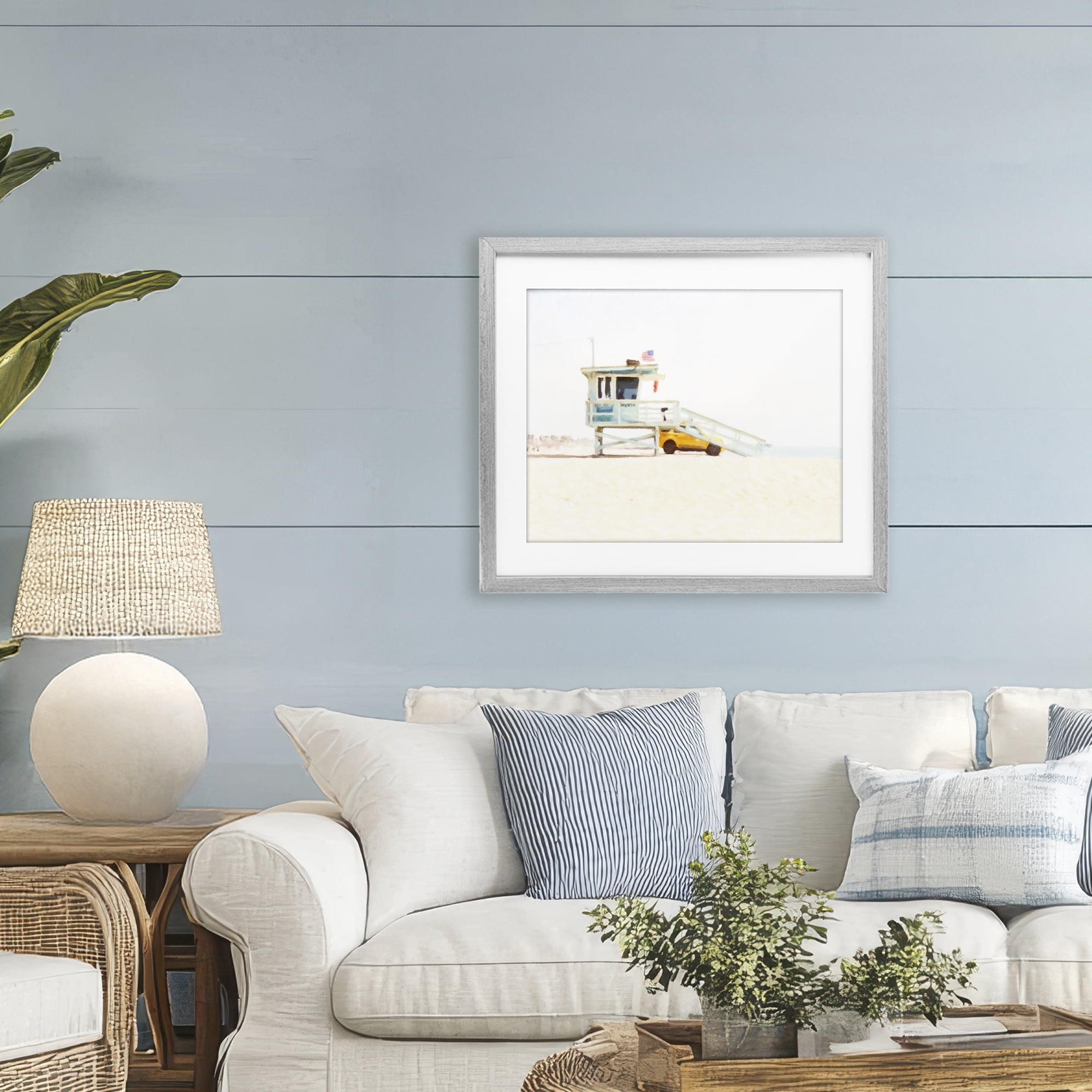 Stupell Industries Soft Light Lifeguard Station Gray Framed Print Under Glass, design by Kim Curinga