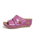 thumbnail image 7 of PiGOGI Women's Wedge Heel Sandals Hollow Out Stitching Non-Slip Comfortable Slide Slippers Summer Purple 5.5, 7 of 7