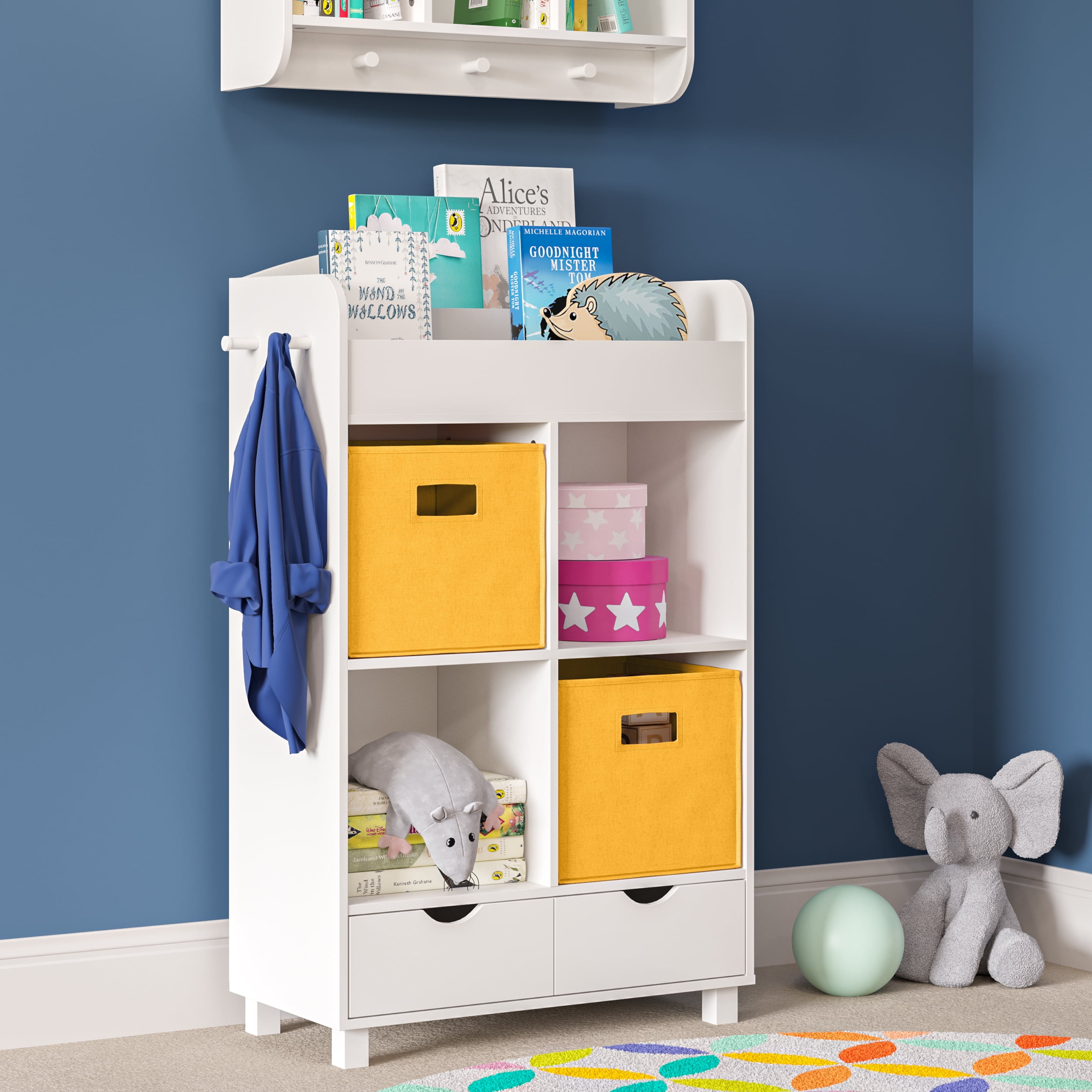 5pc Kids' Corner Cabinet Set With 4 Bins Set - Riverridge Home