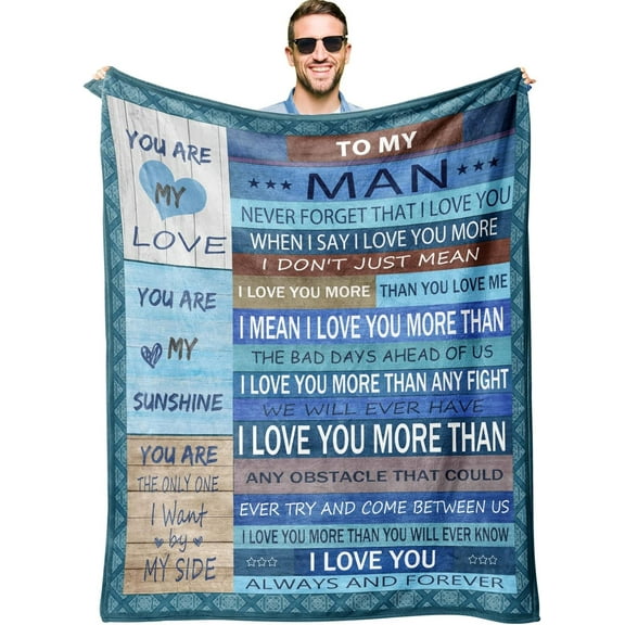 to My Man, to My Man Gifts Blanket 60"X50", Valentines Gifts for Him-Best Man Boyfriend Husband Birthday Gifts Valentines Day Anniversary Christmas Wedding Romantic Gifts for My Man