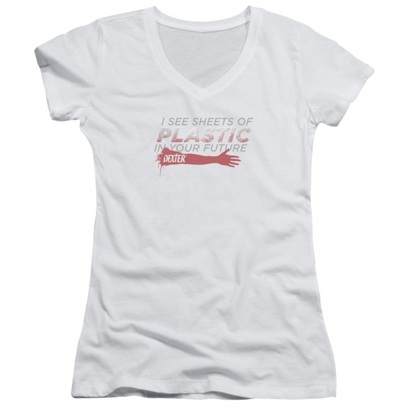 Dexter Plastic Prediction Junior Women's V-Neck T-Shirt White