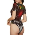 thumbnail image 2 of Naloa Wolf With Wildflowers Bodysuits for Women, Women's Short-Sleeved Onesie, One-Piece for Parties, dates, clubs-Large, 2 of 7