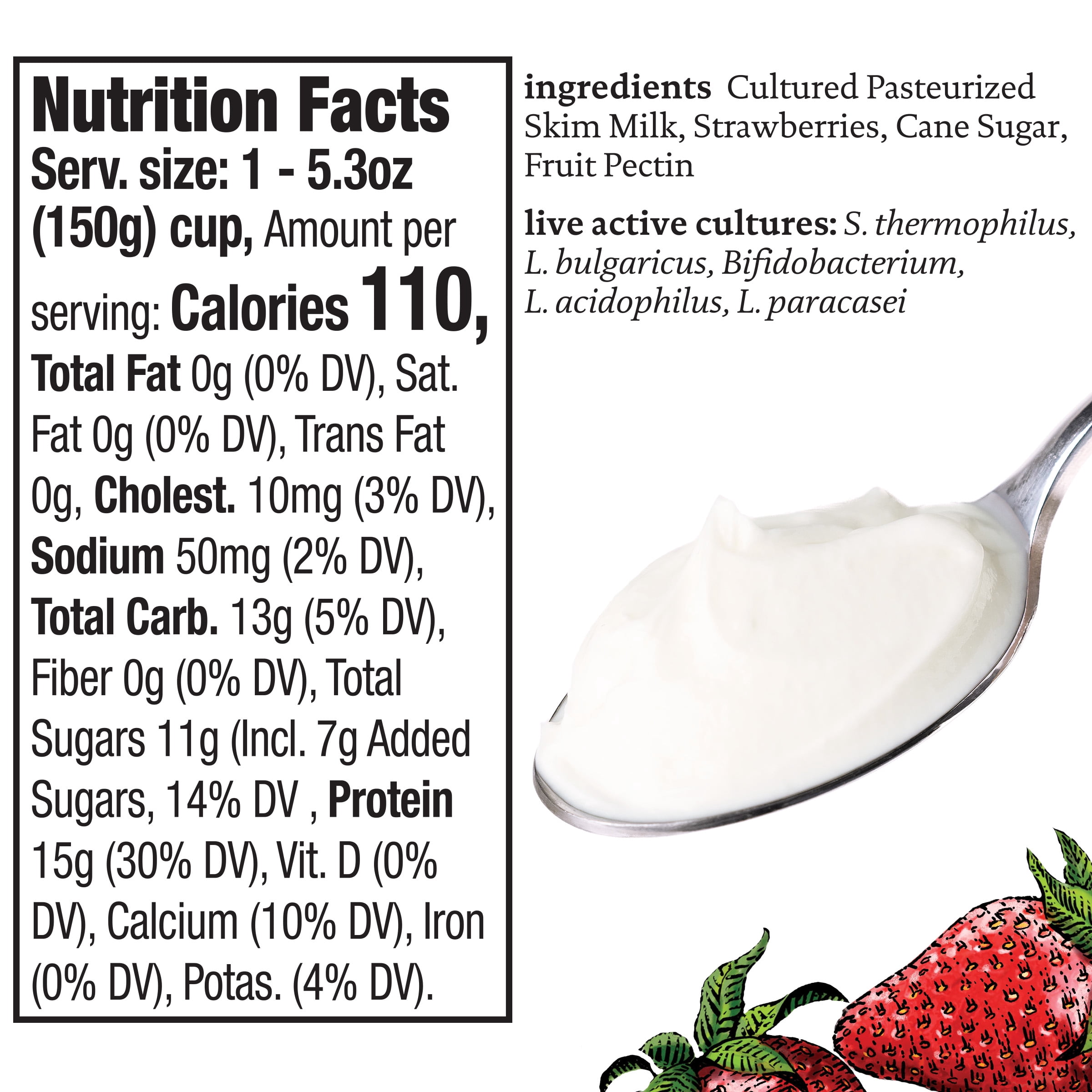 Siggi's Icelandic Skyr Nonfat Yogurt, Strawberry, 5.3 oz