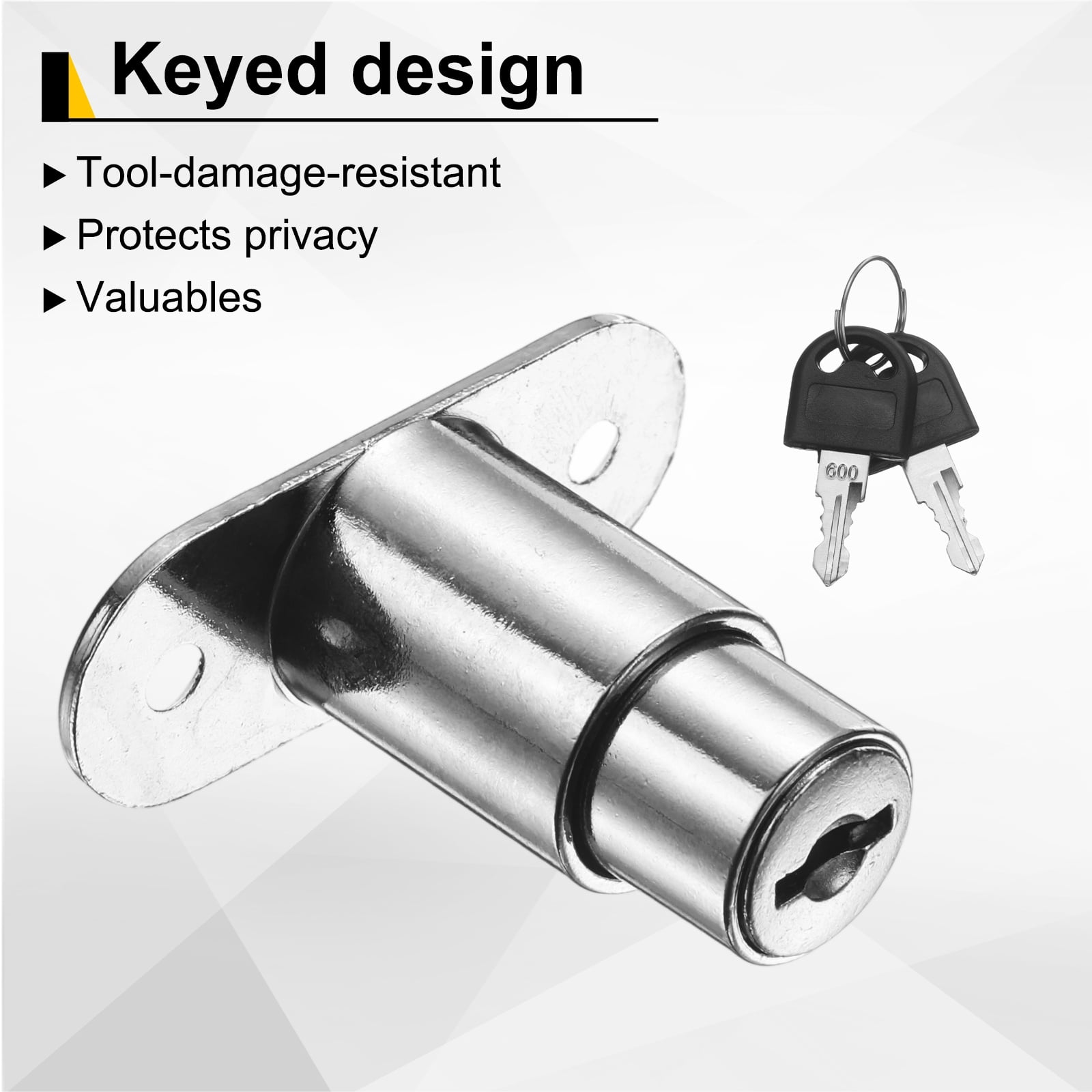 Uxcell Drawer Desk Push Plunger Lock, 6Pcs 7/8" Cylinder Diameter 1-7/16" Cylinder Length Zinc Alloy Sliding Cabinet Locks with Cross Screwdriver Keyed Alike for Wardrobe Drawers