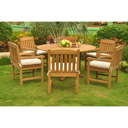 Teak Dining Set 6 Seater 7 Pc 60 Round Table And Devon Teak Dining Set 6 Seater 7 Pc 60 Round Table And