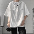 thumbnail image 5 of Mens High Quality Summer Half Sleeve Hooded T-shirt Korean Drawstring Pullover, 5 of 11