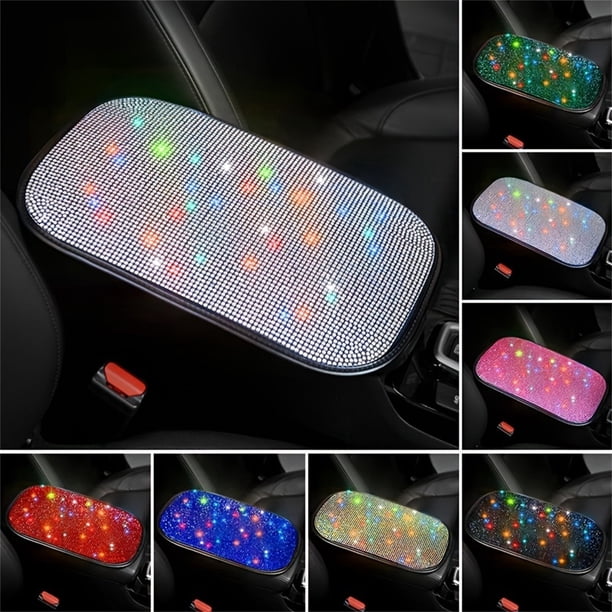 Fiudx Funda Brillante para Reposabrazos de Coche, con Cristales de Imitación para Consola Central, Cojín Brillante para Reposabrazos, Muy Elástica y Fácil de Instalar, Decoración de Lujo para Interio