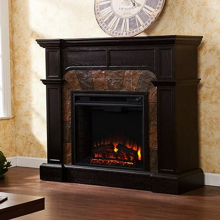 Southern Enterprises Barkley Convertible Electric Fireplace Ebony Stain - Walmart.com