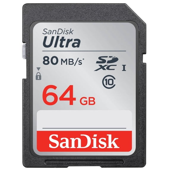 SanDisk 64GB Ultra SXHC UHS-I Memory Card - 80MB/s, C10, Full HD, SD Card - SDSDUNC-064G-GN6IN