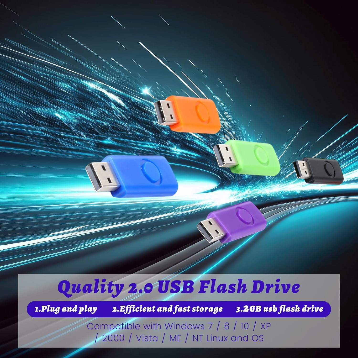50PCS USB 2.0 thumb flash drives (128MB * 5 colors)