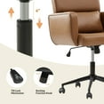 thumbnail image 4 of 360-Degree Swivel Leather Deskchair with Wheels Adjustable Height for Home Office Bedroom Camel, 4 of 7