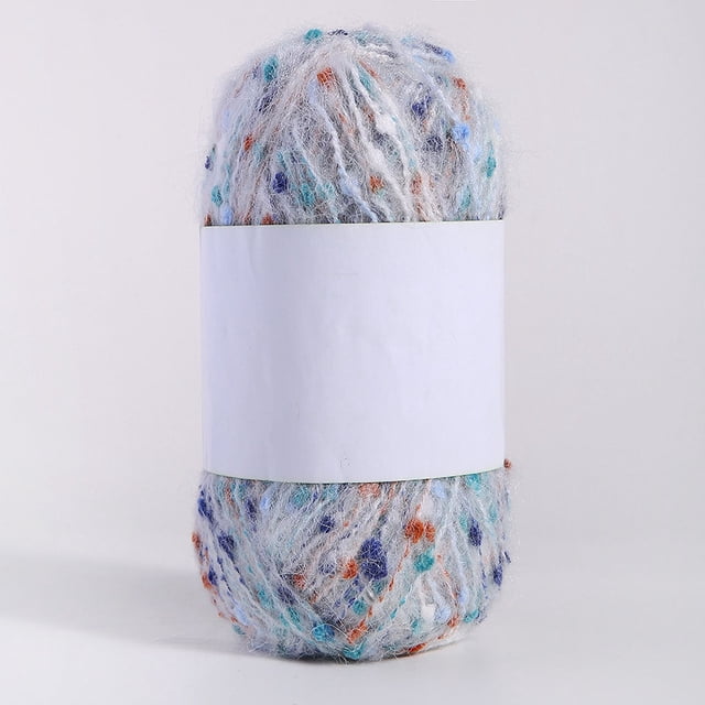 Gorro de lana polar de mohair con puntos de colores, hilo tejido a mano, bufanda, sombrero, bolso, material para muñecas listo para usar, hilo