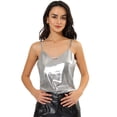 thumbnail image 1 of Camiseta de tirantes de fiesta brillante metalizada para mujer Camisetas de tirantes con escote en V profundo Color Plata brillante M, 1 of 6