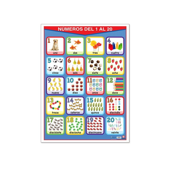 Póster Numeros Del 1 Al 20 Español/ Inglés Educatodo B-0173