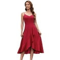 thumbnail image 6 of UoCefik V Neck Formal Wedding Guest Bridesmaid Dresses for Women 2025 Ruffle Sleeves for Cocktail Graduation Modest Dress Red S, 6 of 8