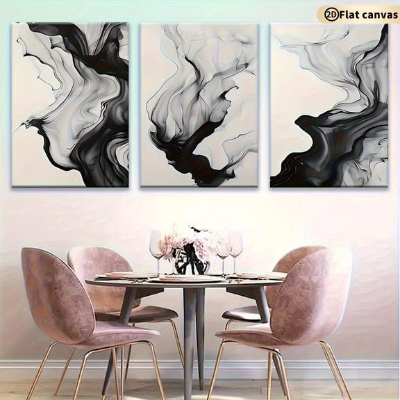 Wall Décor, 2D Flat Wrapped Canvas Painting 3pcs Abstract Triple Wall Art, Simple Style - Frameless Ready to Hang Elegant Decor for Living Room Bedroom Office, 2D Flat, Canvas Wall Art, Wall Art Pri