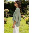 thumbnail image 5 of LMLYSoH Women's Mesh Knit Poncho Tops Fashion Solid Color Batwing Sleeve Boat Neck Cover Ups for Summer Daily Wear, 5 of 7