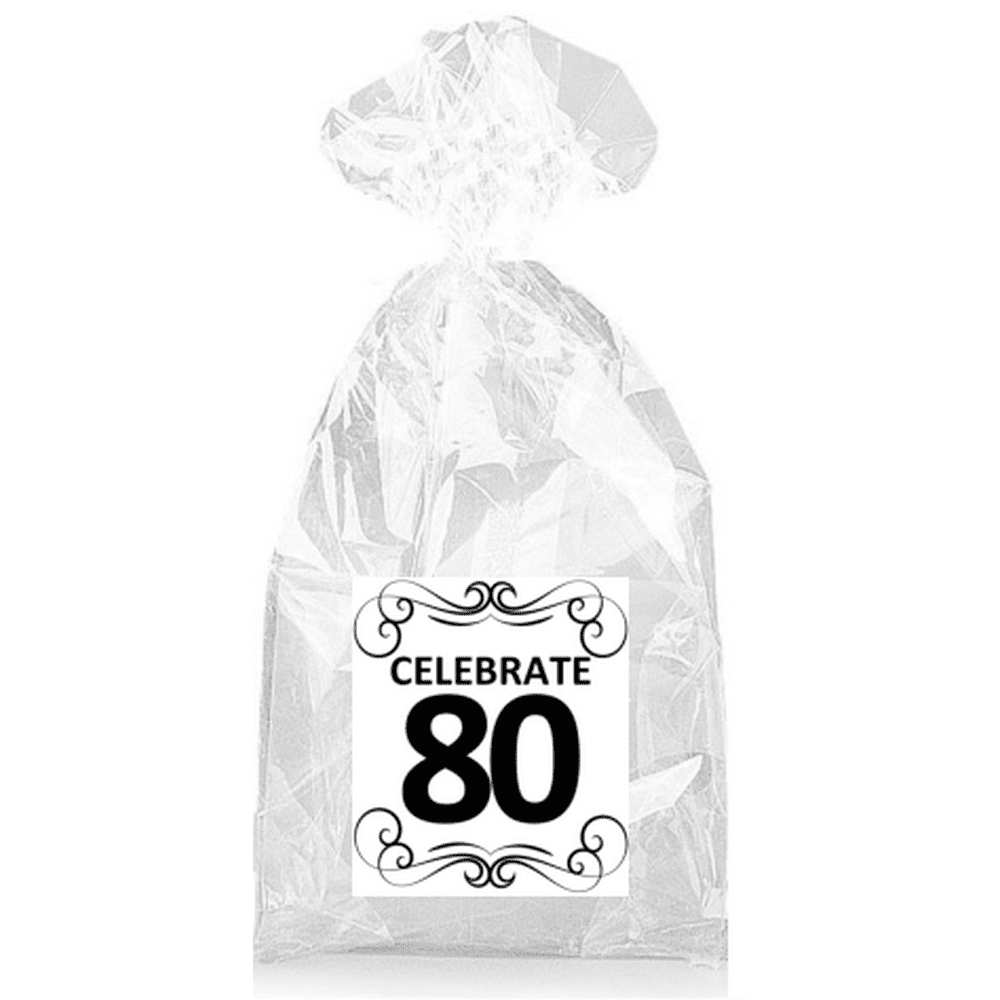 Elegant Celebrate 80th Birthday Party Favor Bags with Ties 12pack