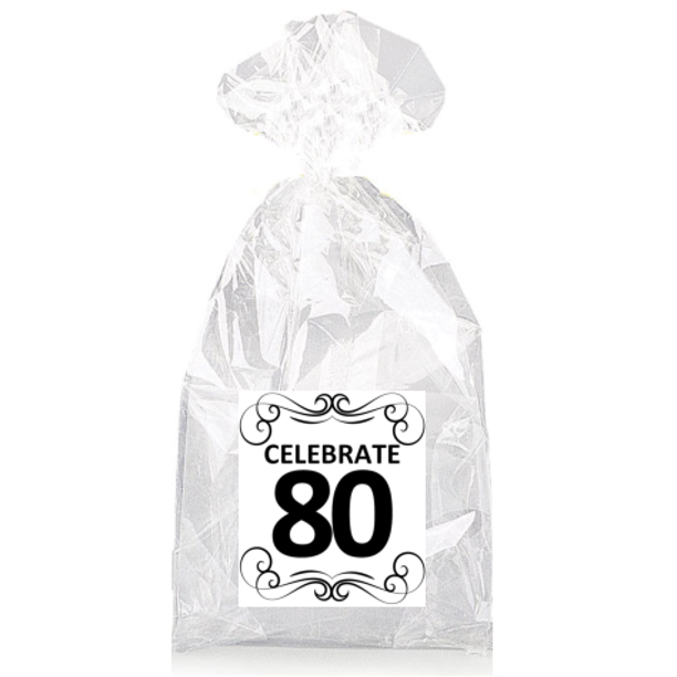 Elegant Celebrate 80th Birthday Party Favor Bags with Ties 12pack