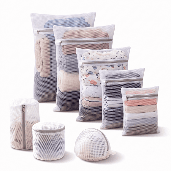 8 Pack Mesh Laundry Bags with Zipper, Multi-Size Storage for Delicates, Lingerie, Socks, Shirts, Laundry & Travel