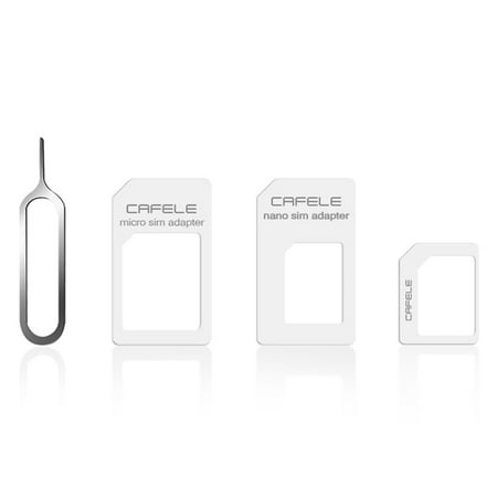 CAFELE 4 in 1 SIM Card Adapter Micro + Dual Nano Kit with Eject