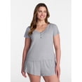 thumbnail image 2 of Joyspun Women’s Modal Blend Ribbed Henley Sleep Top, Sizes XS-3X, 2 of 6