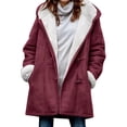 thumbnail image 1 of Innerwin Jacket Long Sleeve Ladies Coat Holiday Buttons Baggy Outwear Burgundy L, 1 of 3