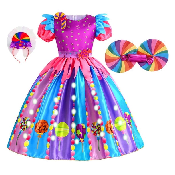 Purim-Disfraz de caramelo arcoíris para niñas, disfraz de Cosplay para niños, vestido elegante de malla rosa, regalo de recuerdo de fiesta de cumpleaños zhangyuxiang unisex