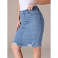 thumbnail image 2 of Unique Bargains Women's Denim High Waisted Above the Knee Pencil Skirt S Light Blue, 2 of 7