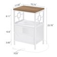 thumbnail image 4 of End Table with Charging Station, Side Table with USB Ports and Outlets, Bedside Tables with Door, 3-Tier Nightstand for Small Space, Living Room, Bedroom, White & Brown, 4 of 7