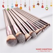 10 Pcs Make Up Brush Premium Synthetic Makeup Brushes Set Professional Face Powder Eye Makeup Brushes Blending Makeup Brush Set with Makeup Bag Graduation Gift (Champagne) (10set+1)