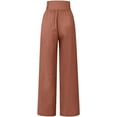thumbnail image 5 of Womens Stylish Comfy Cotton Linen High Waist Pant Versatile Solid Color Wide Leg Pants Loose Elastic Straight Leg Pants, 5 of 5