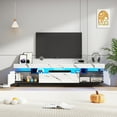 thumbnail image 5 of ChVans Large LED TV Stand for 70/75/85" TV, Living Room Entertainment Center w/LED Lights & Storage Drawers Furniture, White Marbling High Gloss TV Cabinet Console Table-70.9", 5 of 9