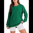 thumbnail image 2 of Sudaderas de Gran Tamaño para Mujer, Cuello Redondo, Larga, Sudaderas con Cremallera Lateral, Ropa de Otoño 2025 Verde Oscuro XL, 2 of 9