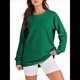 thumbnail image 2 of Sudaderas de Gran Tamaño para Mujer, Cuello Redondo, Larga, Sudaderas con Cremallera Lateral, Ropa de Otoño 2025 Verde Oscuro L, 2 of 9