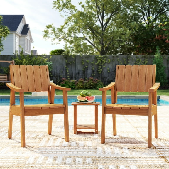 Wingyz Outdoor Dining Chair - Set of 2, Patio Chair All Weather, Wood Color