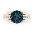 thumbnail image 2 of 3.39 ct Brilliant Round Cut Natural London Blue Topaz 18K Rose Gold Solitaire with Accents Engagement Bridal Wedding Ring Band Set size 5, 2 of 7