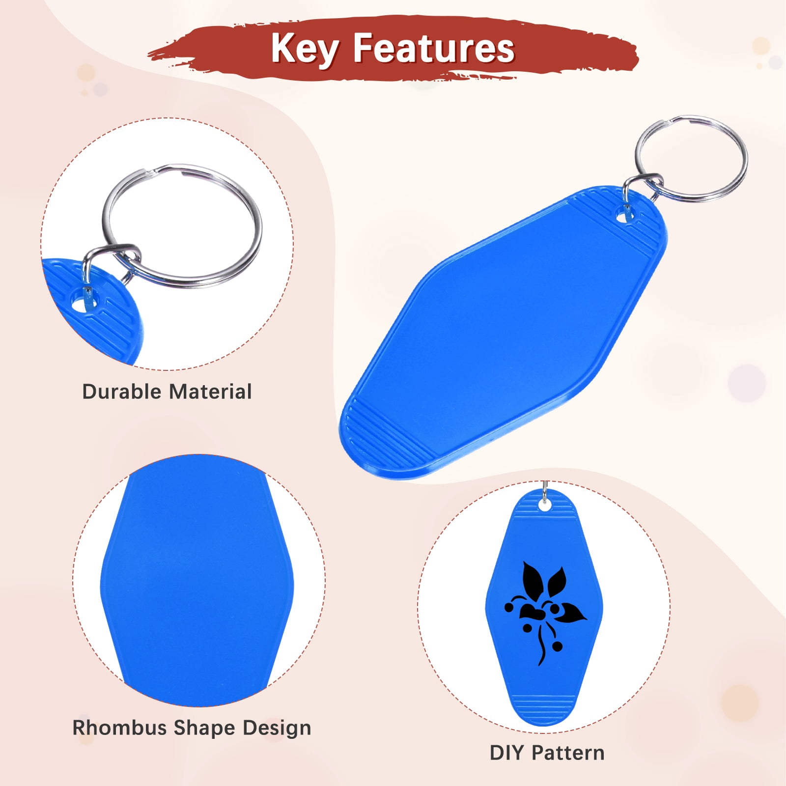 Blank Hotel Keychain Tags [60PCS] - Plastic Rhombus Blank Motel Keychain for Luggage Labels [Mixing 6 Colors - C] Vintage Key Tags