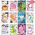thumbnail image 1 of 24 Piezas Haga Sus Propias Hojas De Pegatinas Para Niños Mezcle Y Combine Pegatinas De Caras De Animales Para Niños De 3 A 5 Años, 4 A 8 Niños Pequeños, Manualidades, Actividades, Regalos, Bolsas De R, 1 of 5